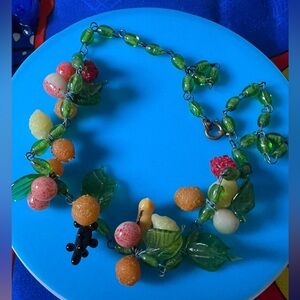 1930s MIRIAM HASKELL glass fruit salad necklace